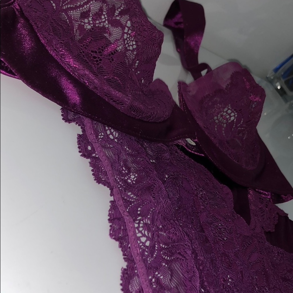 VS VINTAGE SATIN, LACE, & MESH PURPLE BRA & PANTY - Picture 8 of 15
